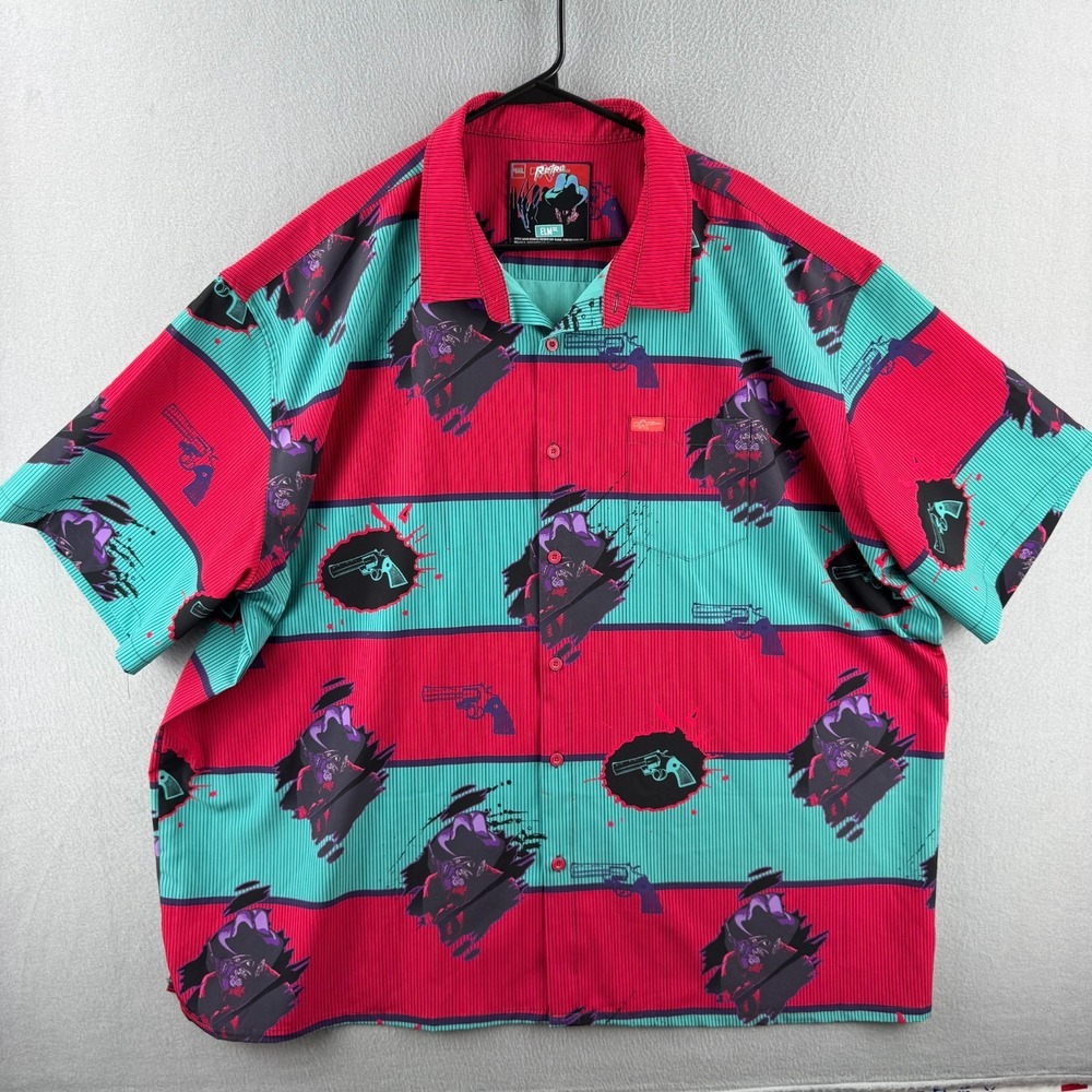 Retro Rifle Shirt Mens 4XL Super Stretch Button Up Nightmare on Elm Street Movie